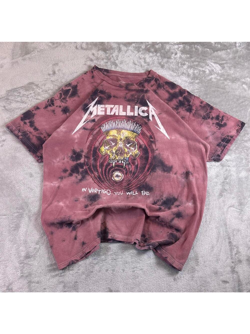 Metallica In Vertigo You Will Be Tie Dye Band T Shirt Black Pink Mens Medium